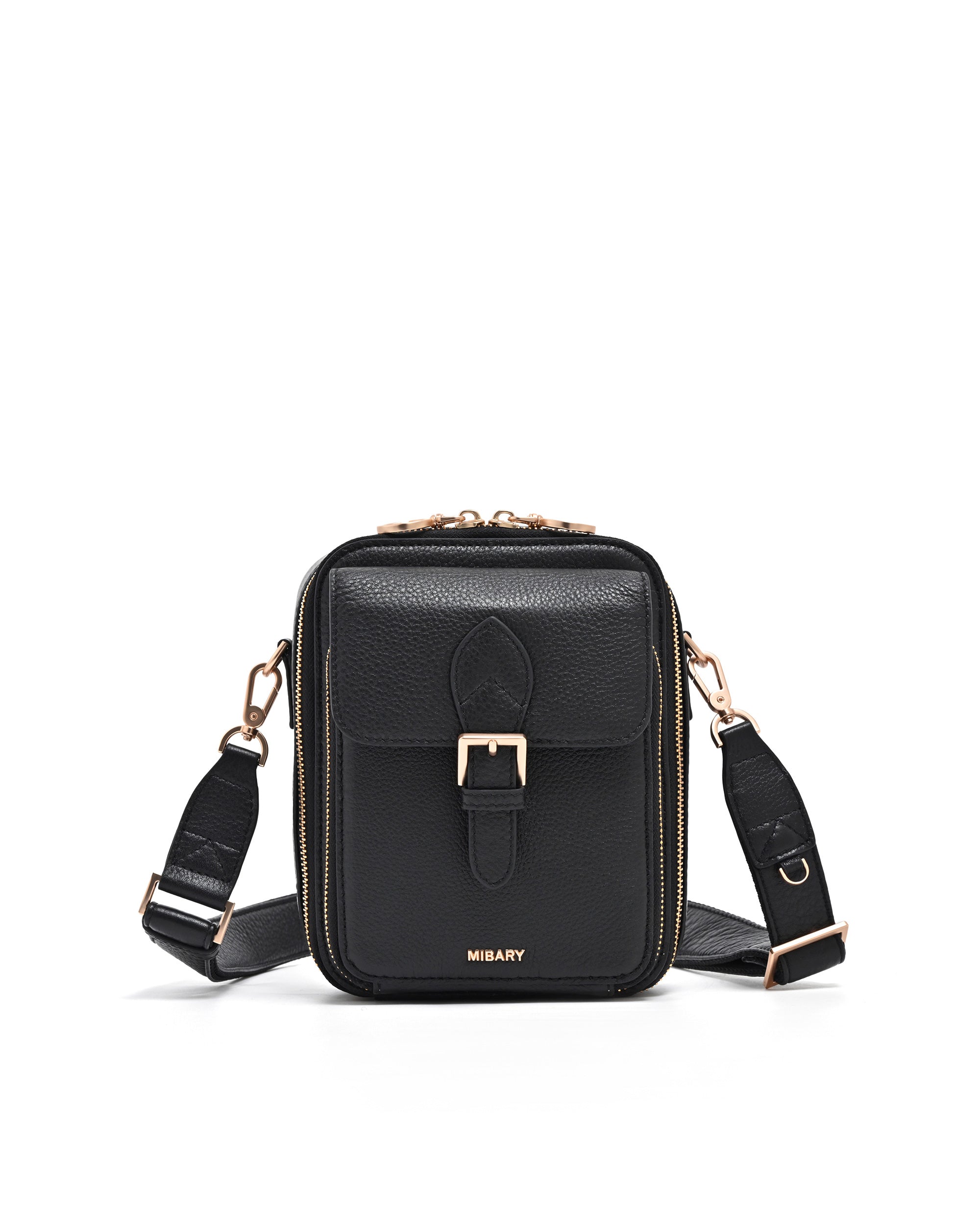 Staple Shoulder Bag Black 2.0L | Leather RFID Crossbody | MIBARY